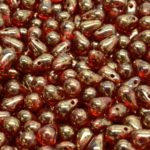 Teardrop Czech Beads - Crystal Ruby Red Terracotta Bronze - 4mm x 6mm
