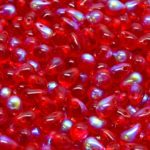Teardrop Czech Beads - Crystal Ruby Red Clear Ab Half - 4mm x 6mm