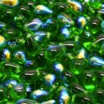 Teardrop Czech Beads - Crystal Light Chrysolite Green Clear - 6mm x 9mm