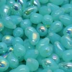 Teardrop Czech Beads - Aqua Blue Opal AB Half - 6mm x 9mm