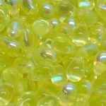 Teardrop Czech Beads - Crystal Neon UV Active Lemon Yellow Citrine Clear Ab Half - 6mm x 9mm