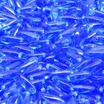 Dagger Leaf Czech Beads - Crystal Blue Sapphire - 3mm x 11mm