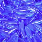 Dagger Leaf Czech Beads - Crystal Blue Sapphire - 5mm x 16mm