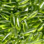 Dagger Leaf Czech Beads - Crystal Olive Olivine Green Clear - 5mm x 16mm