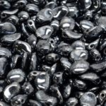 Flower Petal Czech Beads - Black Silver Luster Hematite - 6mm x 8mm