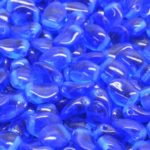 Flower Petal Czech Beads - Crystal Dark Blue Sapphire Clear - 6mm x 8mm