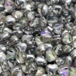 Heart Shaped Small Czech Beads - Crystal Metallic Silver Purple Vitrail Light Half - 6mm