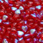 Heart Shaped Small Czech Beads - Crystal Ruby Red Clear Ab Half - 6mm