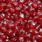 Heart Shaped Small Czech Beads - Crystal Ruby Red Patina Silver - 6mm