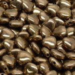 Heart Shaped Small Czech Beads - Metallic Gold Bronze - 8mm
