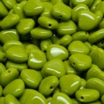 Heart Shaped Small Czech Beads - Opaque Olivine Olive Green - 8mm