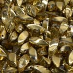 Flower Petal Twisted Czech Beads - Crystal Metallic Gold Half - 6mm x 12mm