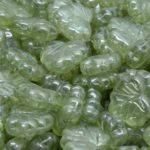 Maple Carved Czech Beads - Crystal Green Luster - 13mm x 11mm