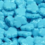 Maple Carved Czech Beads - Opaque Turquoise Baby Blue - 13mm x 11mm