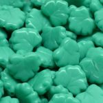 Maple Carved Czech Beads - Opaque Turquoise Green - 13mm x 11mm