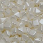 Pyramid Stud Two Hole Czech Beads - Pastel Pearl Alabaster Snow White - 6mm