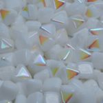 Pyramid Stud Two Hole Czech Beads - Opaque White AB Half - 6mm