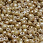 Mushroom Czech Beads - Picasso Opaque Beige Ivory Luster - 4mm x 3mm