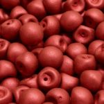 Mushroom Czech Beads - Matte Metallic Lava Red Small Flat - 9mm x 8mm