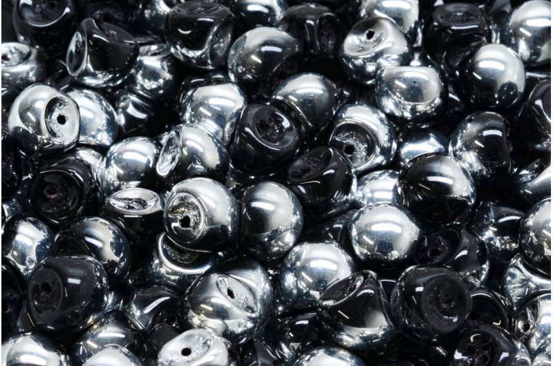 Black Silver Crown Czech Pressed Glass Beads 8mm (pack of 30)