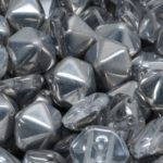 Pyramid Hexagon Two Hole Czech Beads - Silver Crystal Half - 12mm