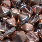 Pyramid Hexagon Two Hole Czech Beads - Crystal Metallic Capri Gold Copper Half - 12mm
