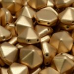 Pyramid Hexagon Two Hole Czech Beads - Matte Bronze Pale Gold - 12mm