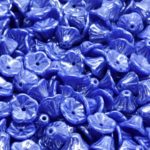 Bell Flower Caps Czech Beads - Opaque Blue Dark Luster - 7mm x 5mm