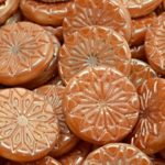 Large Origami Focal Flower Czech Beads - Apricot Orange Ab White Luster - 18mm