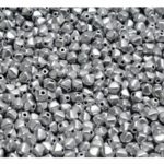 Faceted Bicone Pyramid Becone Czech Beads - Matte Silver - 4mm