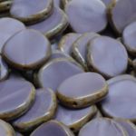 Coin Round Window Table Cut Flat Czech Beads - Picasso Brown Silk Purple - 15mm