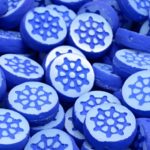 Flat Wheel Sea Coin Czech Beads - UV Active Neon Blue Matte - 12mm